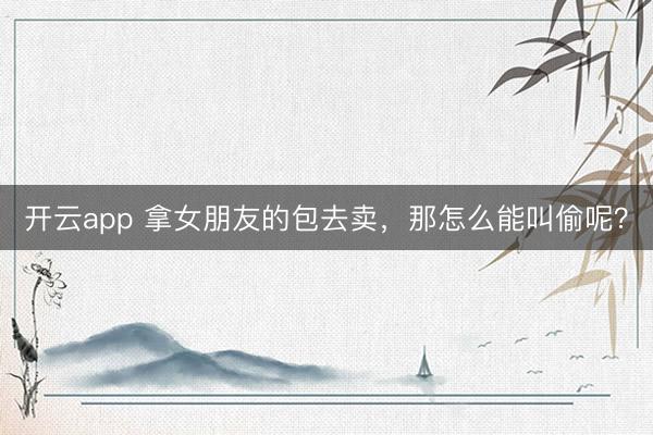 开云app 拿女朋友的包去卖,那怎么能叫偷呢?