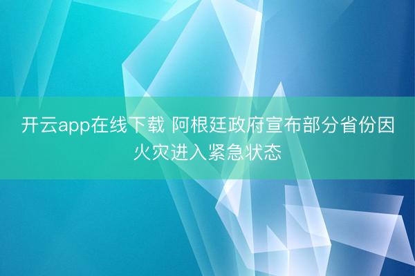 开云app在线下载 阿根廷政府宣布部分省份因火灾进入紧急状态
