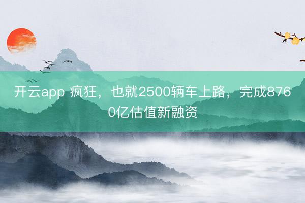 开云app 疯狂，也就2500辆车上路，完成8760亿估值新融资