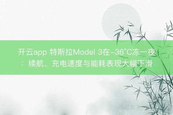 开云app 特斯拉Model 3在-36°C冻一夜：续航、充电速度与能耗表现大幅下滑