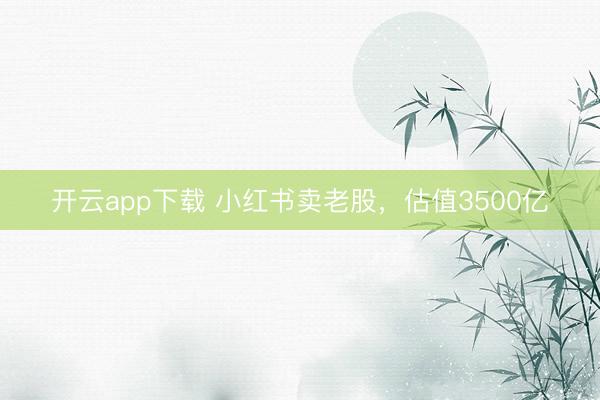 开云app下载 小红书卖老股，估值3500亿