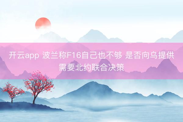 开云app 波兰称F16自己也不够 是否向乌提供需要北约联合决策