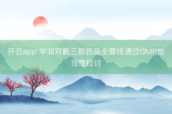 开云app 华润双鹤三款药品坐蓐线通过GMP恰当性检讨