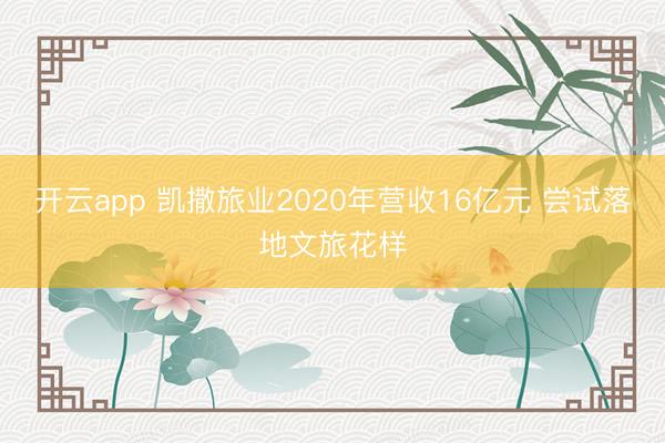 开云app 凯撒旅业2020年营收16亿元 尝试落地文旅花样