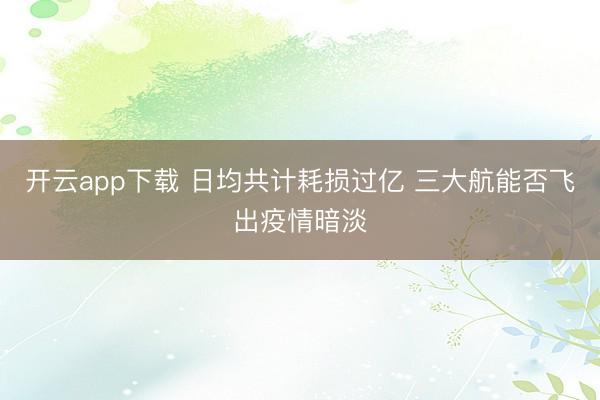 开云app下载 日均共计耗损过亿 三大航能否飞出疫情暗淡