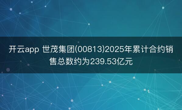 开云app 世茂集团(00813)2025年累计合约销售总数约为239.53亿元