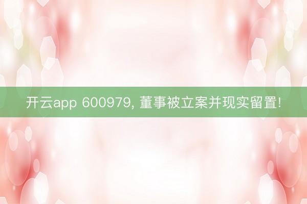 开云app 600979， 董事被立案并现实留置!