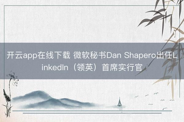 开云app在线下载 微软秘书Dan Shapero出任LinkedIn（领英）首席实行官