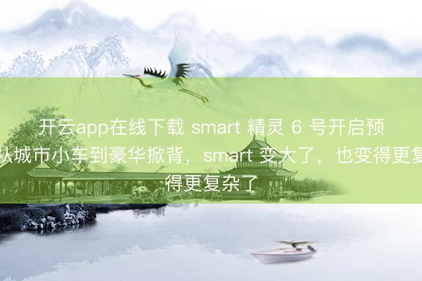 开云app在线下载 smart 精灵 6 号开启预售：从城市小车到豪华掀背，smart 变大了，也变得更复杂了