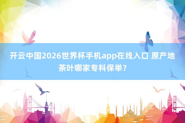 开云中国2026世界杯手机app在线入口 原产地茶叶哪家专科保举?
