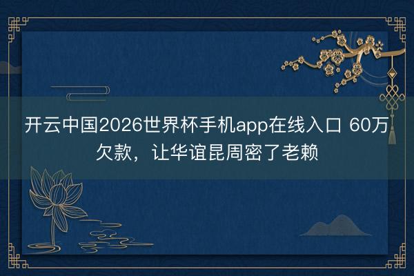 开云中国2026世界杯手机app在线入口 60万欠款,让华谊昆周密了老赖