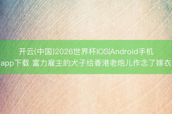 开云(中国)2026世界杯IOS|Android手机app下载 富力雇主的犬子给香港老炮儿作念了嫁衣