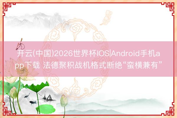 开云(中国)2026世界杯IOS|Android手机app下载 法德聚积战机格式断绝“蛮横兼有”