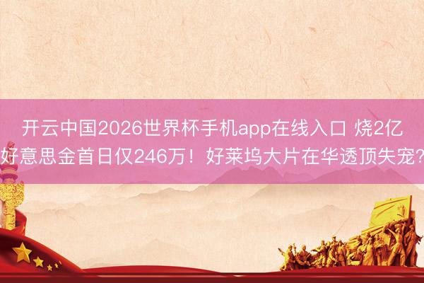 开云中国2026世界杯手机app在线入口 烧2亿好意思金首日仅246万!好莱坞大片在华透顶失宠?