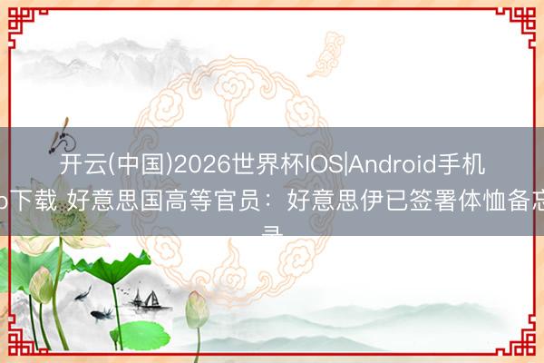 开云(中国)2026世界杯IOS|Android手机app下载 好意思国高等官员：好意思伊已签署体恤备忘录
